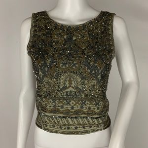 Zara Beaded Embellished Crop Sleeveless Tank Top M